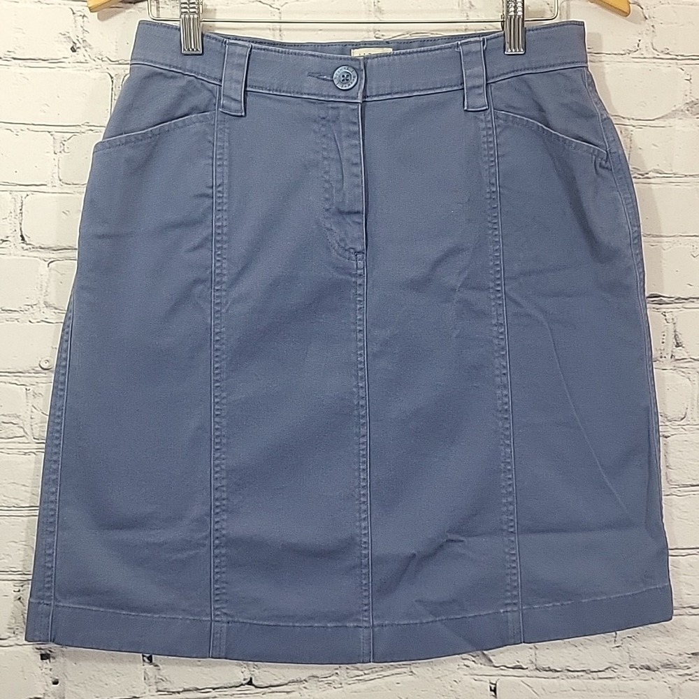 Vtg LL Bean Light Denim A-Line Skirt Pockets Womens Sz‎ 10 Petite Classic Preppy